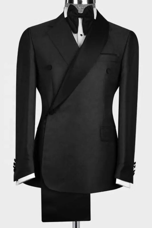 Stylish Black Shawl Lapel Two-Piece Tailored Wedding Suit