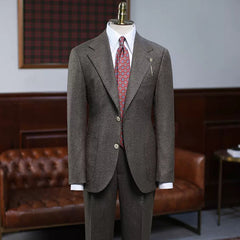Stylish Brown Plaid Notched Lapel Three-Piece Prom Suit
