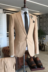 Stylish Champagne Peaked Lapel Men's Prom Suit