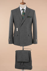 Stylish Charcoal Notched Lapel Slim Fit Two-Piece Prom Suit