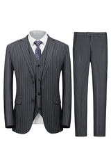 Stylish Gray Three-Piece Notch Lapel Men's Business Suit