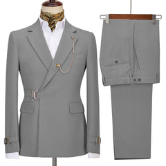 Stylish Light Grey Notched Lapel Men's Prom Suit