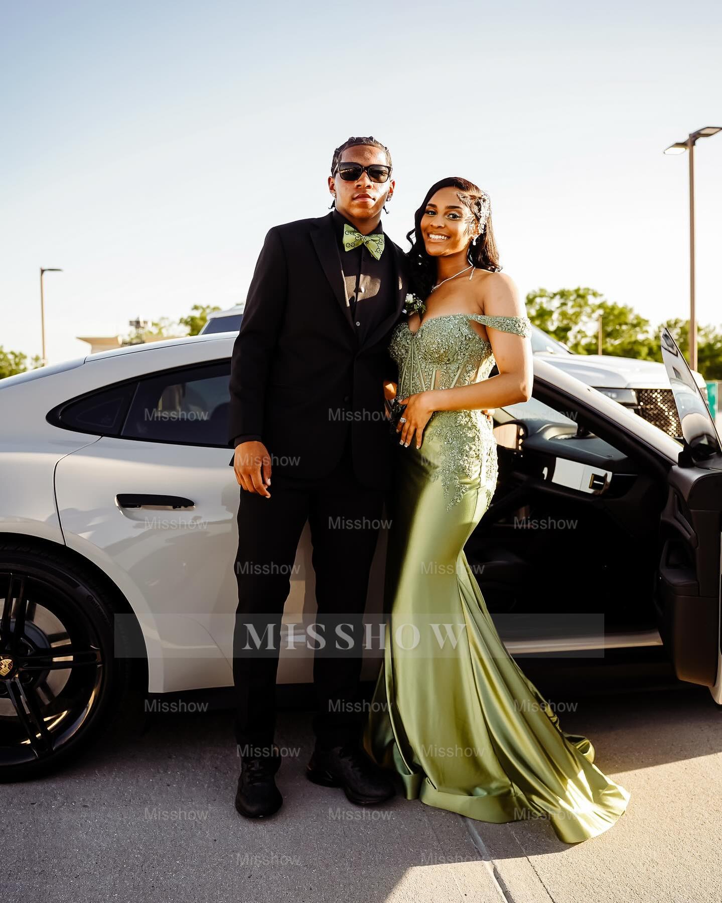 Stylish Long Green Sweetheart Sleeveless Mermaid Prom Dress with Appliques