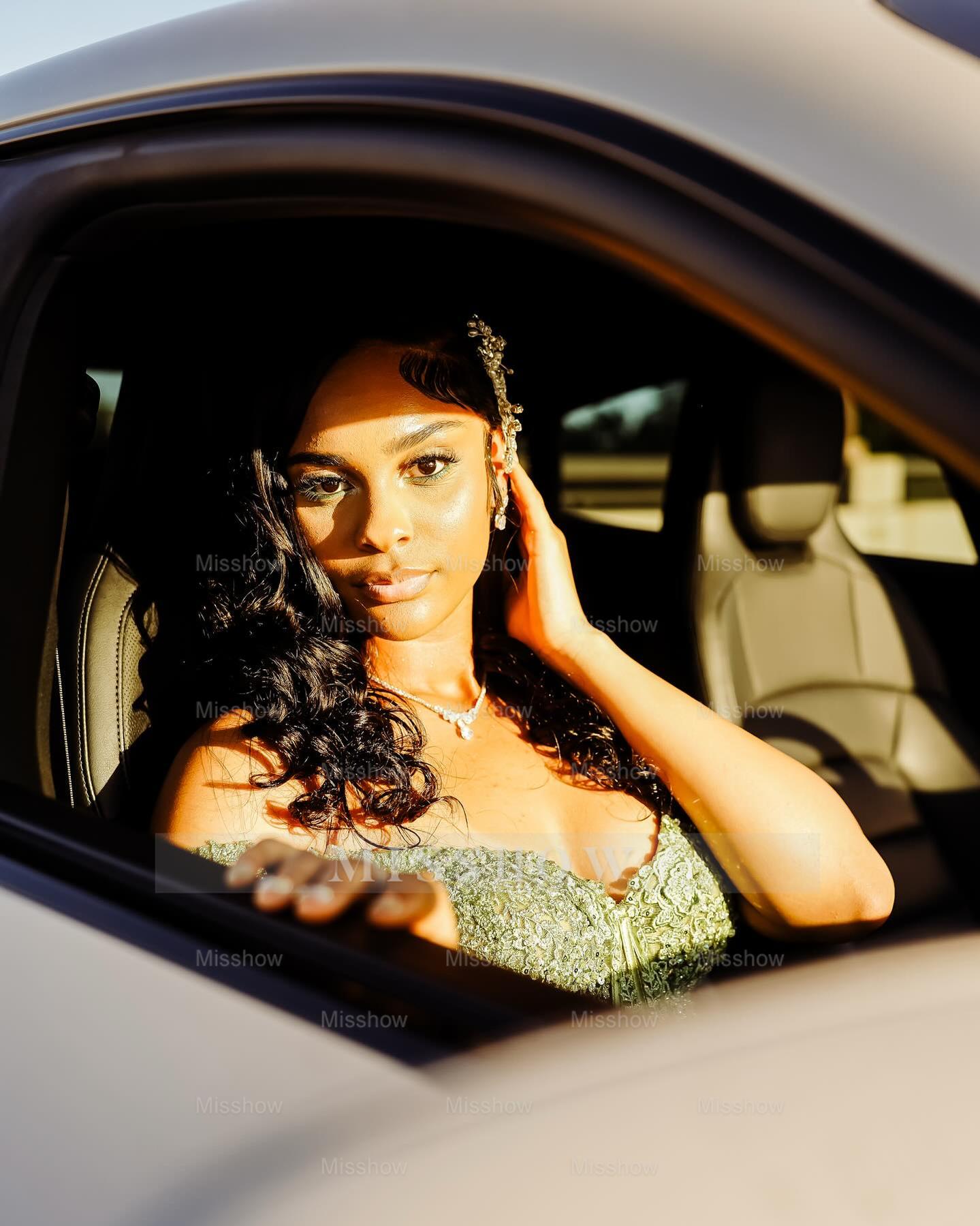 Stylish Long Green Sweetheart Sleeveless Mermaid Prom Dress with Appliques