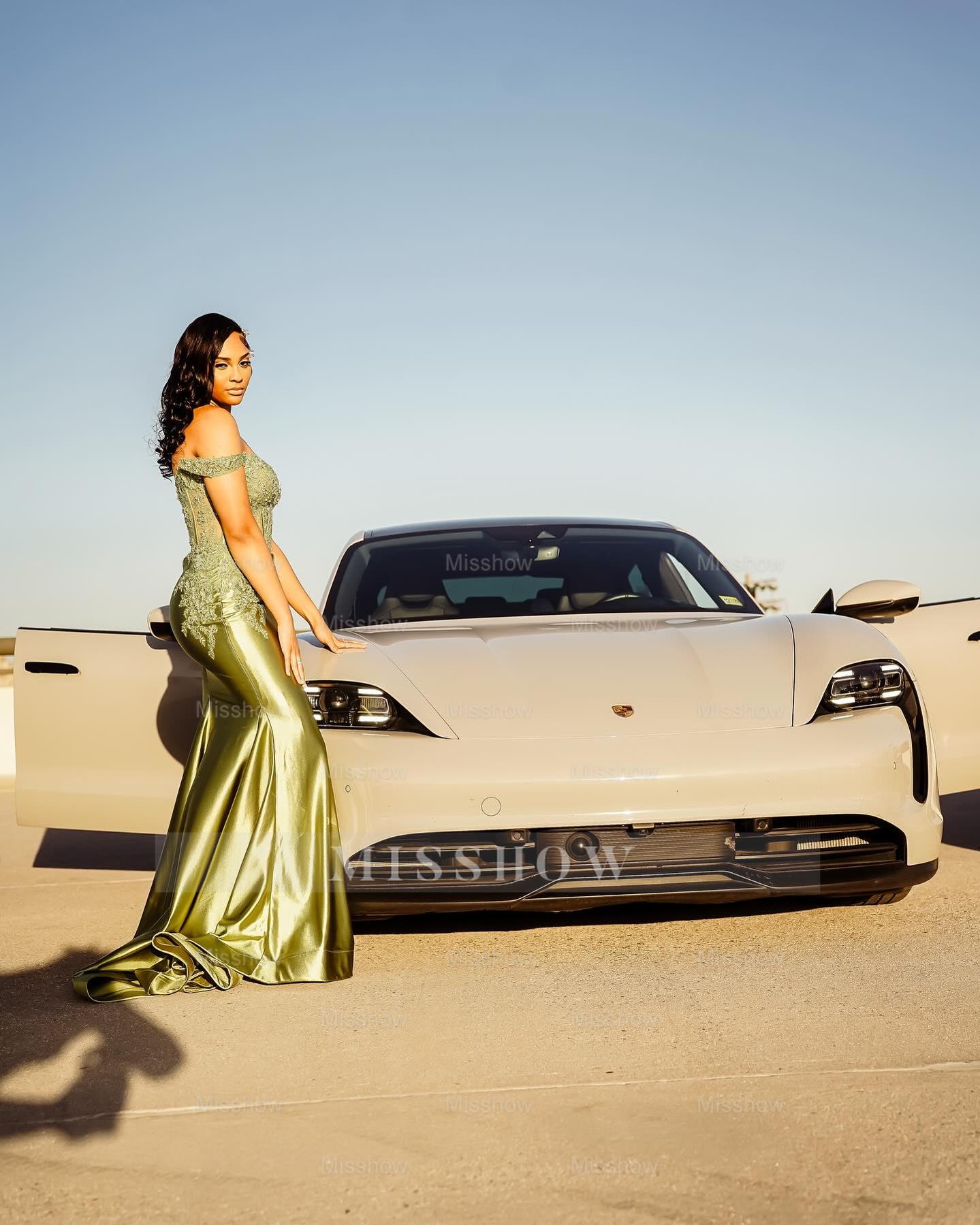 Stylish Long Green Sweetheart Sleeveless Mermaid Prom Dress with Appliques