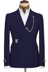 Stylish Navy Blue Notched Lapel Men's Prom Suit