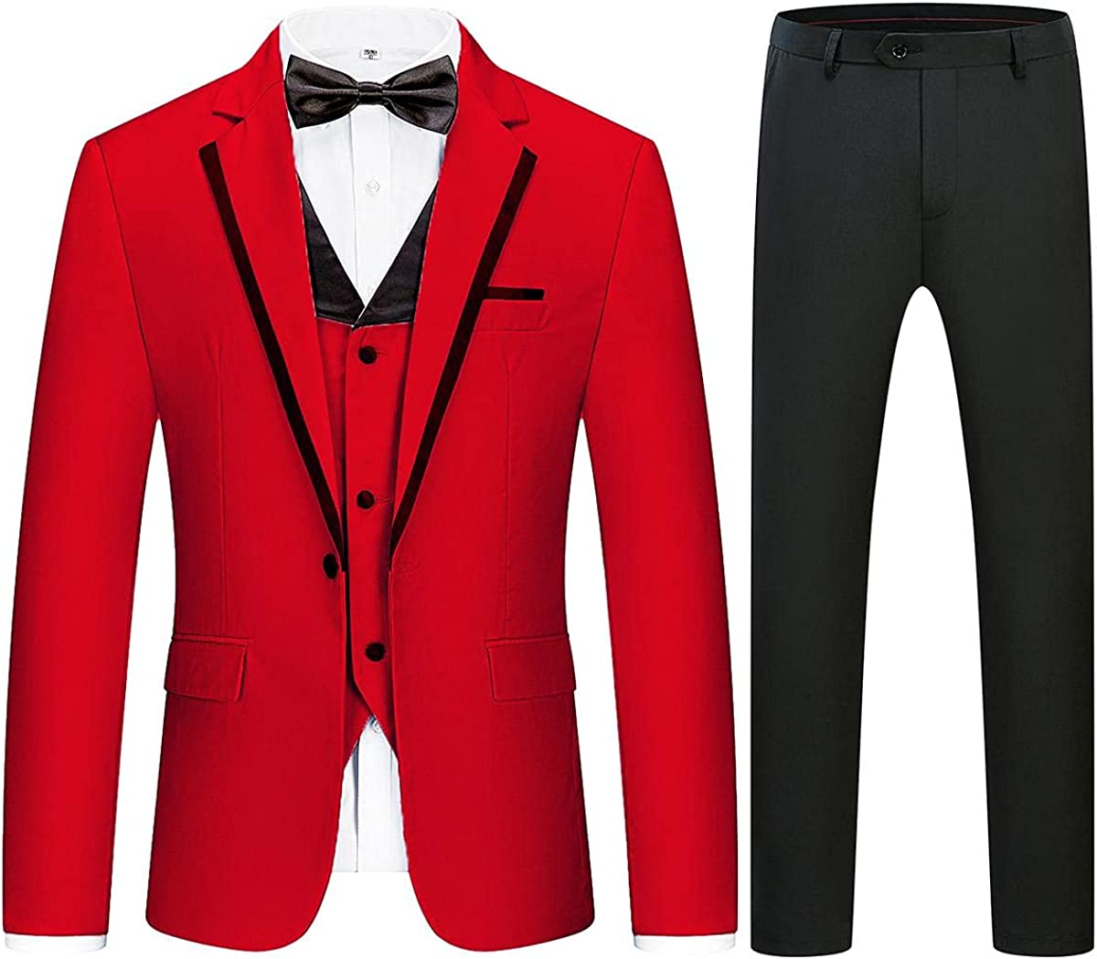 Stylish Red Notched Lapel Three-Piece Men's Prom Suit