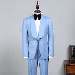 Stylish Sky Blue Custom Groom’s Wedding Suit