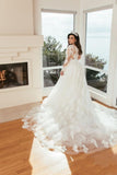 Sweetheart A-Line Floor-Length Appliques Wedding Dress with Tulle