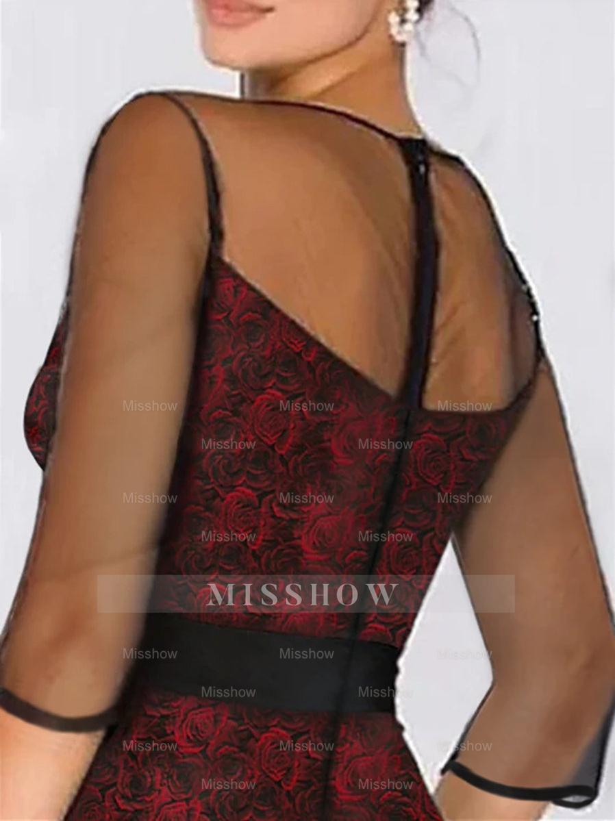 Sweetheart A-Line Princess Dresses for Mothers of the Bride & Groom Featuring Printed Flowers and a High Split