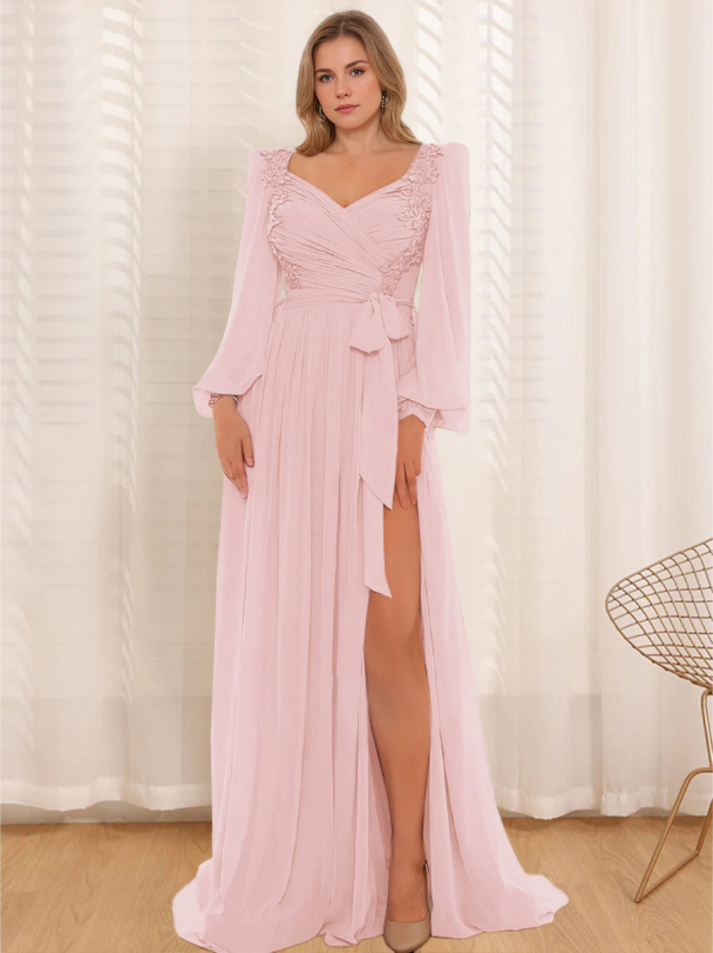 Sweetheart A-Line Princess Floor-Length Plus Size Mother of the Bride Dress with Lace and Pleated Long Sleeves
