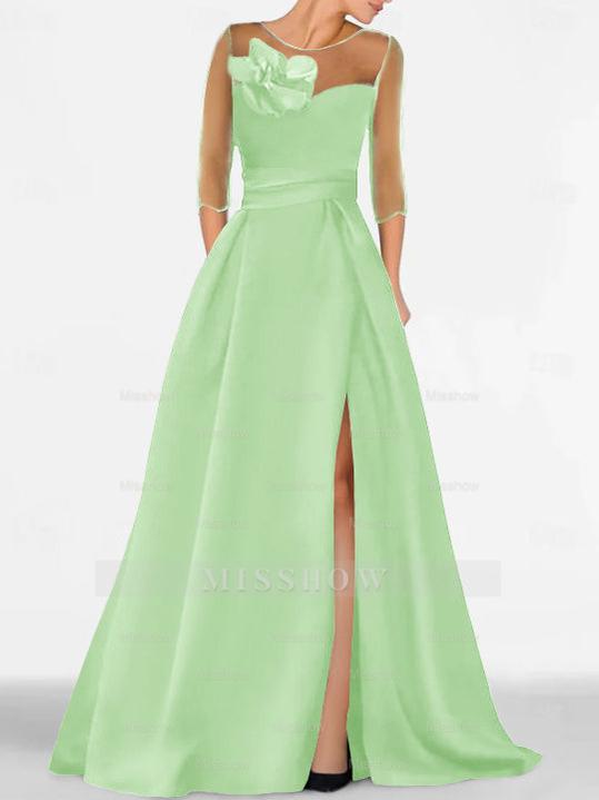 Sweetheart A-Line Princess Gown with 3/4 Sleeves and Lace Floral Detail for the Mother of the Bride