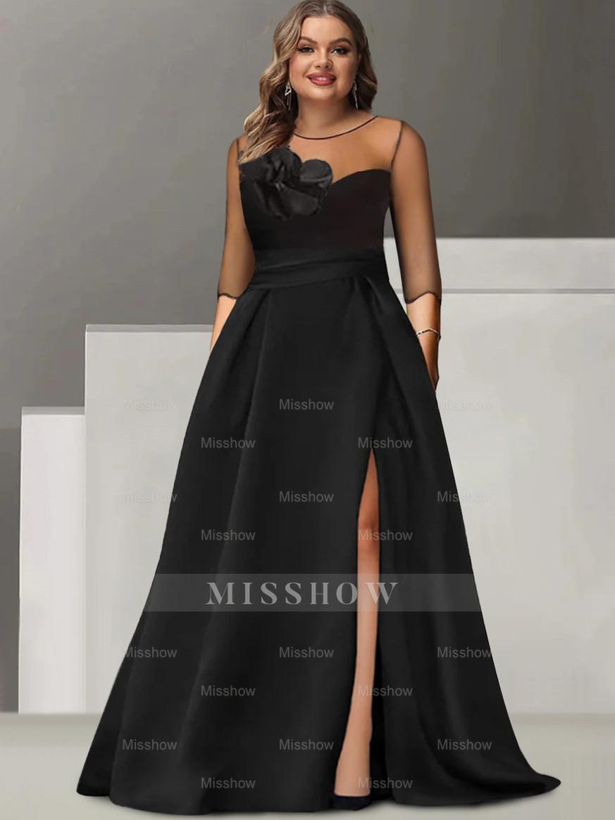 Sweetheart A-Line Princess Gown with 3/4 Sleeves and Lace Floral Detail for the Mother of the Bride