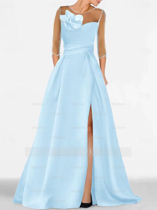 Sweetheart A-Line Princess Gown with 3/4 Sleeves and Lace Floral Detail for the Mother of the Bride