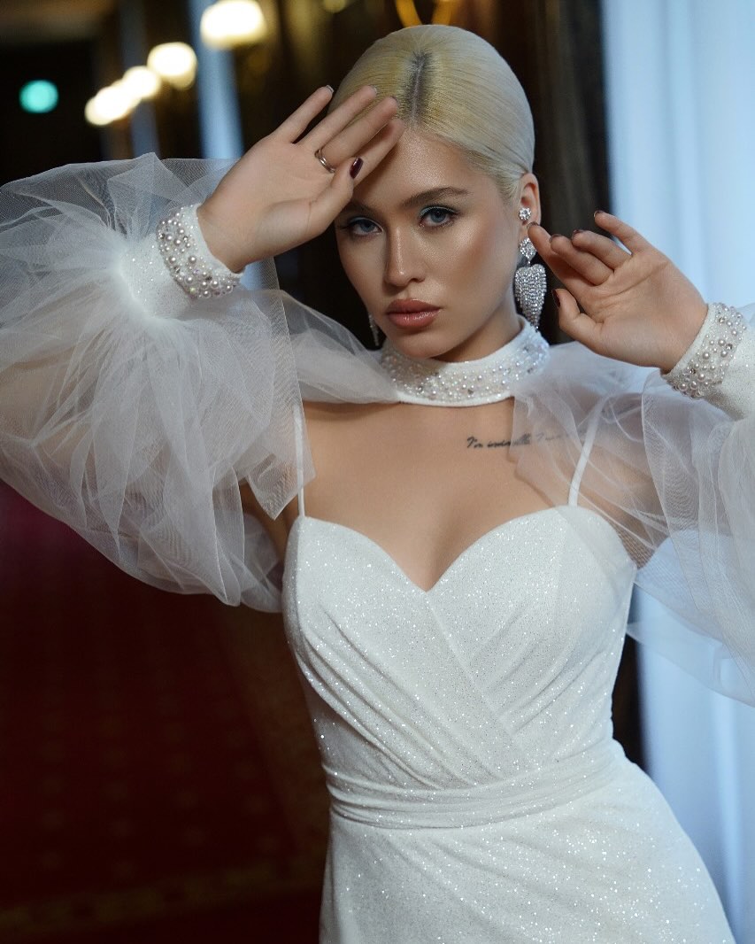 Sweetheart Detachable Tulle Choker Long Sleeve Sequined Bodycon Midi Party Dress