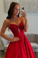 Sweetheart Long Beaded Prom Dress in Dark Navy with Corset and Bow