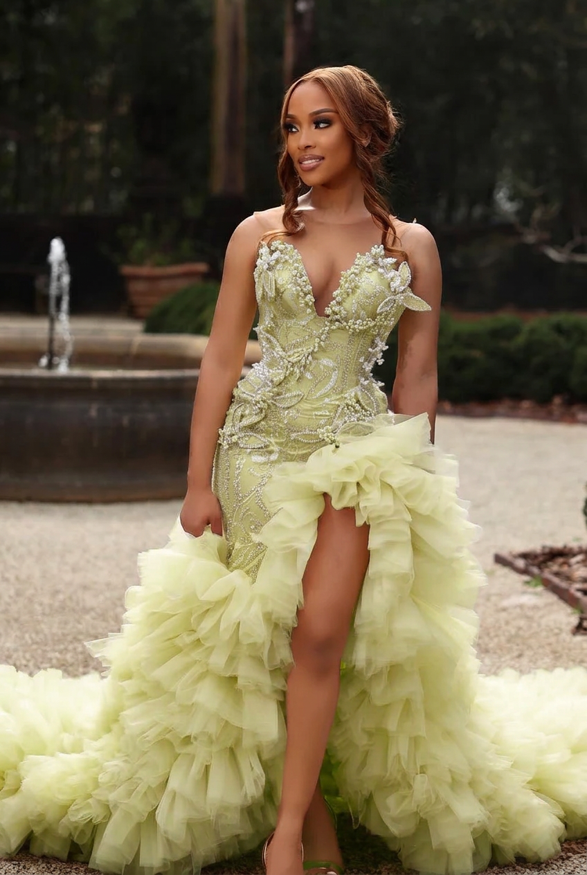 Sage sweetheart split-front mermaid prom dress