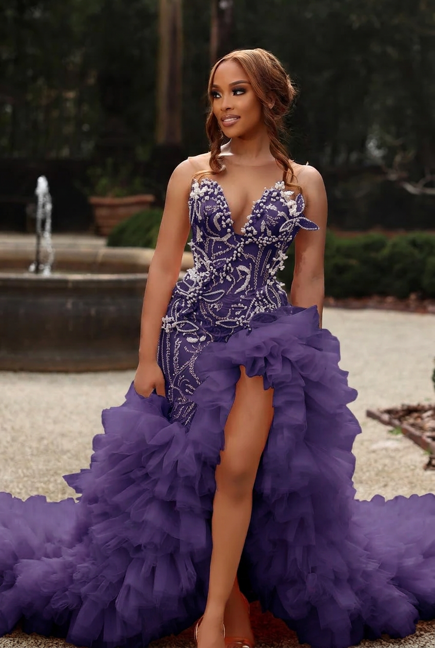 Regency sweetheart split-front mermaid prom dress