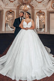 Sweetheart Luxury Ball Gown Stain Wedding Dress with Appliques