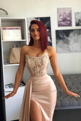 Sweetheart Mermaid Floor Length High Split Prom Evening Dresses