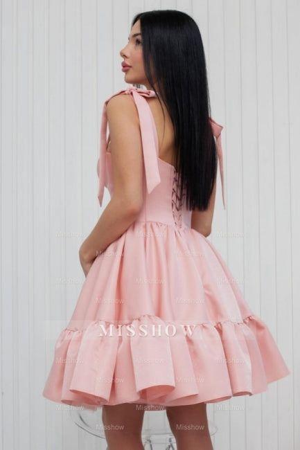 Sweetheart Short Pink Straps Simple Sleeveless Homecoming Dresses Sweetheart Short Pink Straps Simple Sleeveless Homecoming Dresses