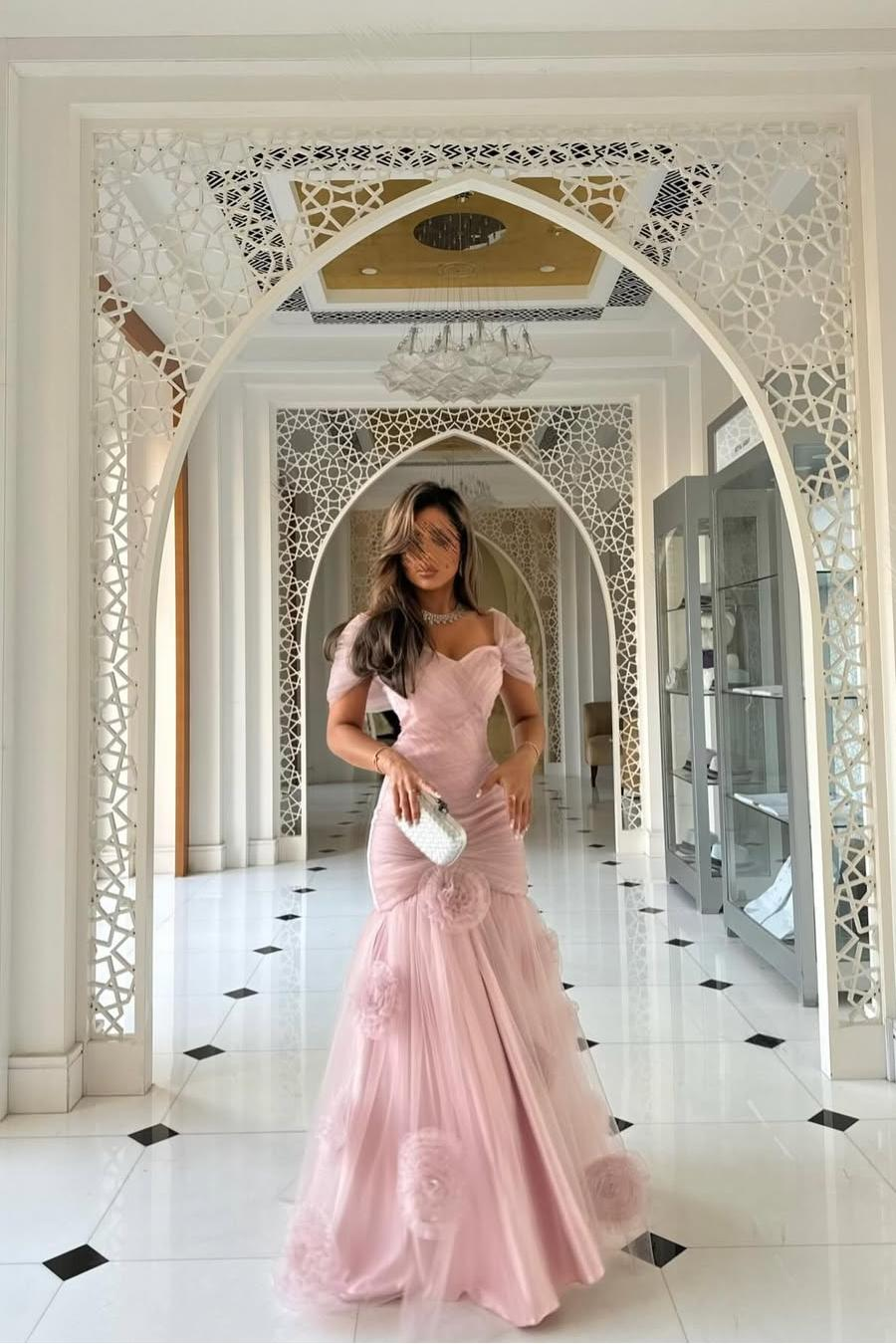 Sweetheart Short Sleeves Long Mermaid Formal Dress With Pleated