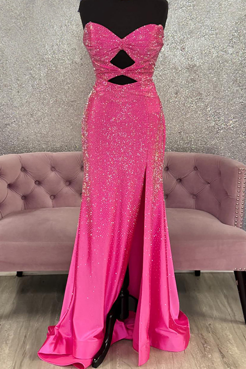 Sweetheart Sleeveless Beading Cut-Out Mermaid Prom Dress High Slit Lace-Up Back Floor Length