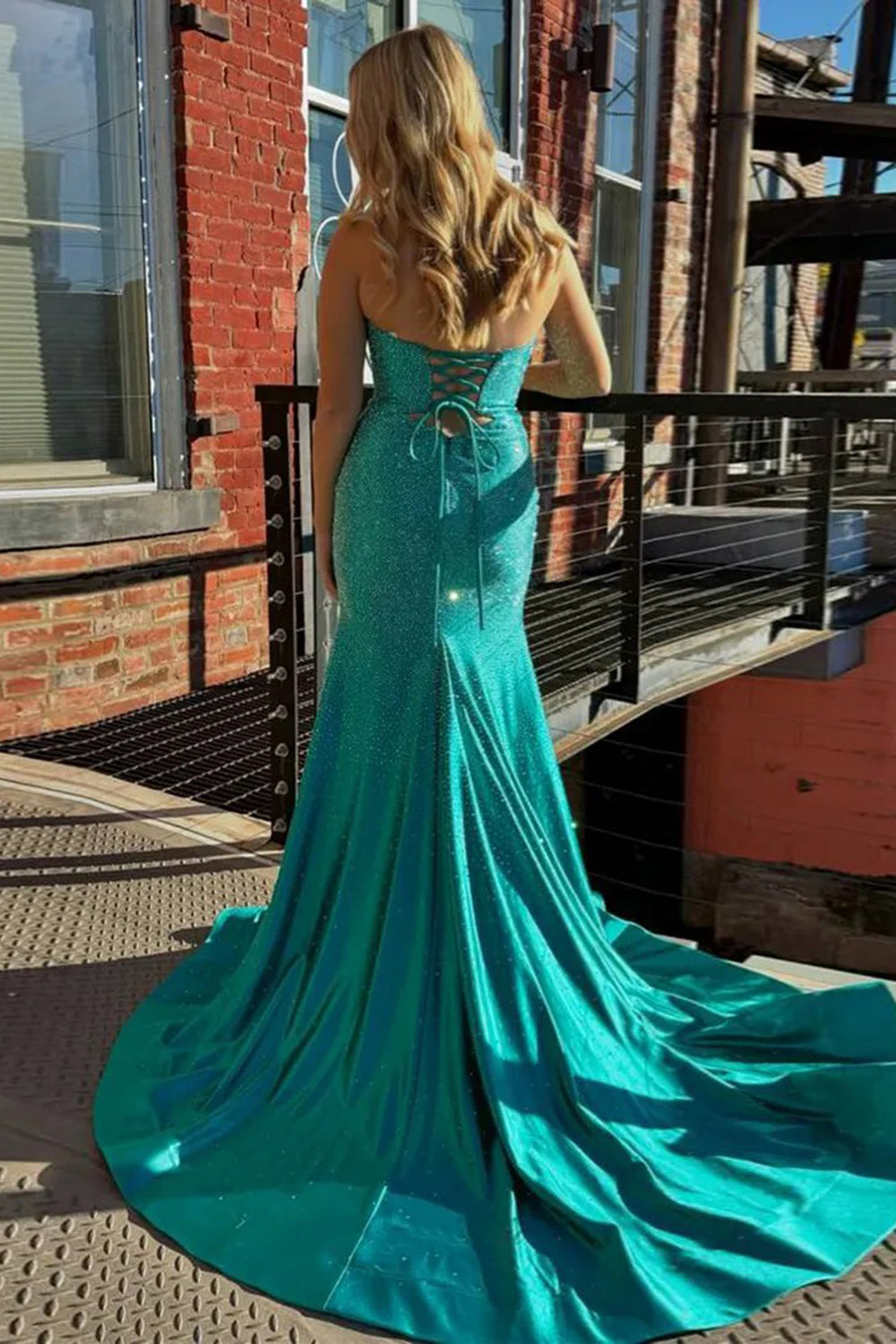 Sweetheart Sleeveless Beading Cut-Out Mermaid Prom Dress High Slit Lace-Up Back Floor Length