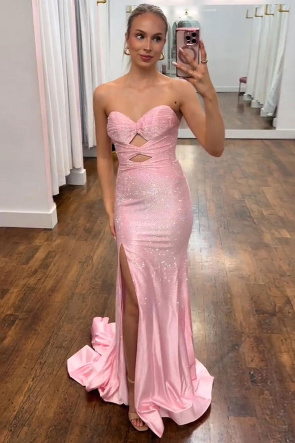 Sweetheart Sleeveless Beading Cut-Out Mermaid Prom Dress High Slit Lace-Up Back Floor Length