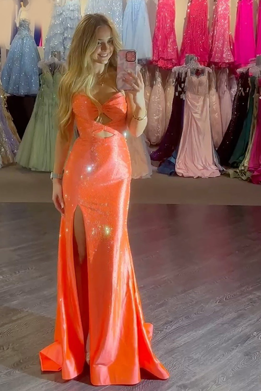 Sweetheart Sleeveless Beading Cut-Out Mermaid Prom Dress High Slit Lace-Up Back Floor Length