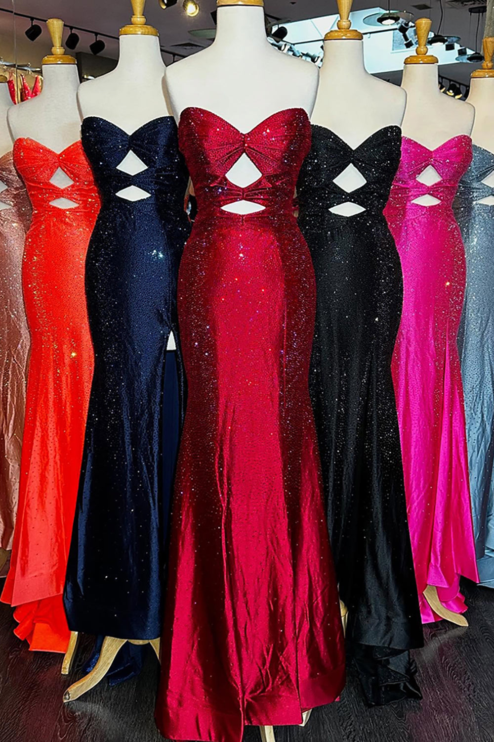 Sweetheart Sleeveless Beading Cut-Out Mermaid Prom Dress High Slit Lace-Up Back Floor Length