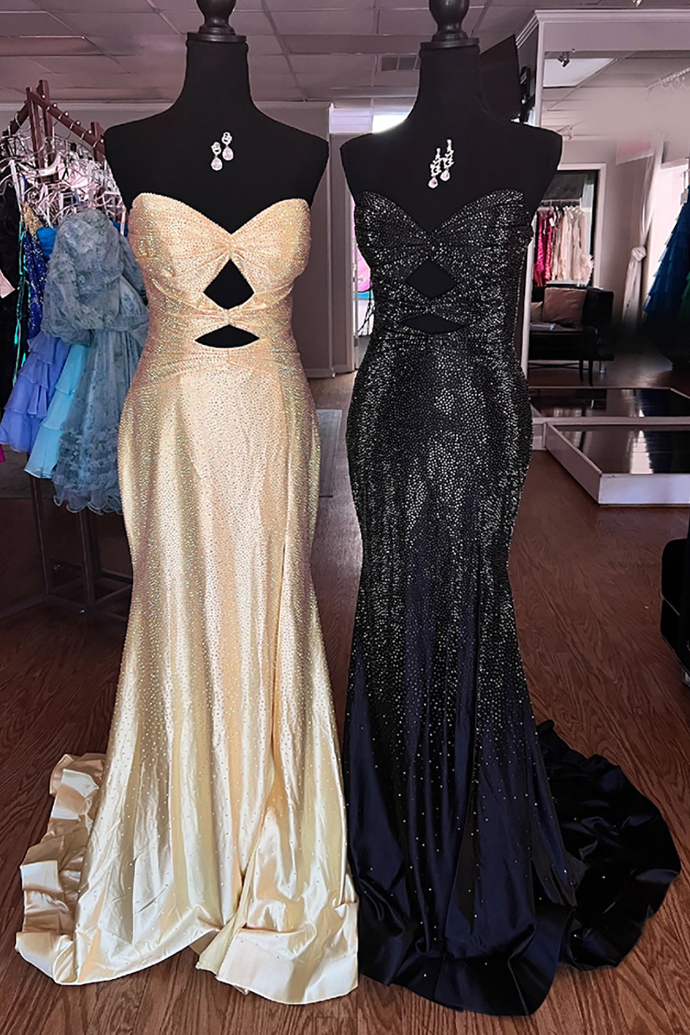 Sweetheart Sleeveless Beading Cut-Out Mermaid Prom Dress High Slit Lace-Up Back Floor Length