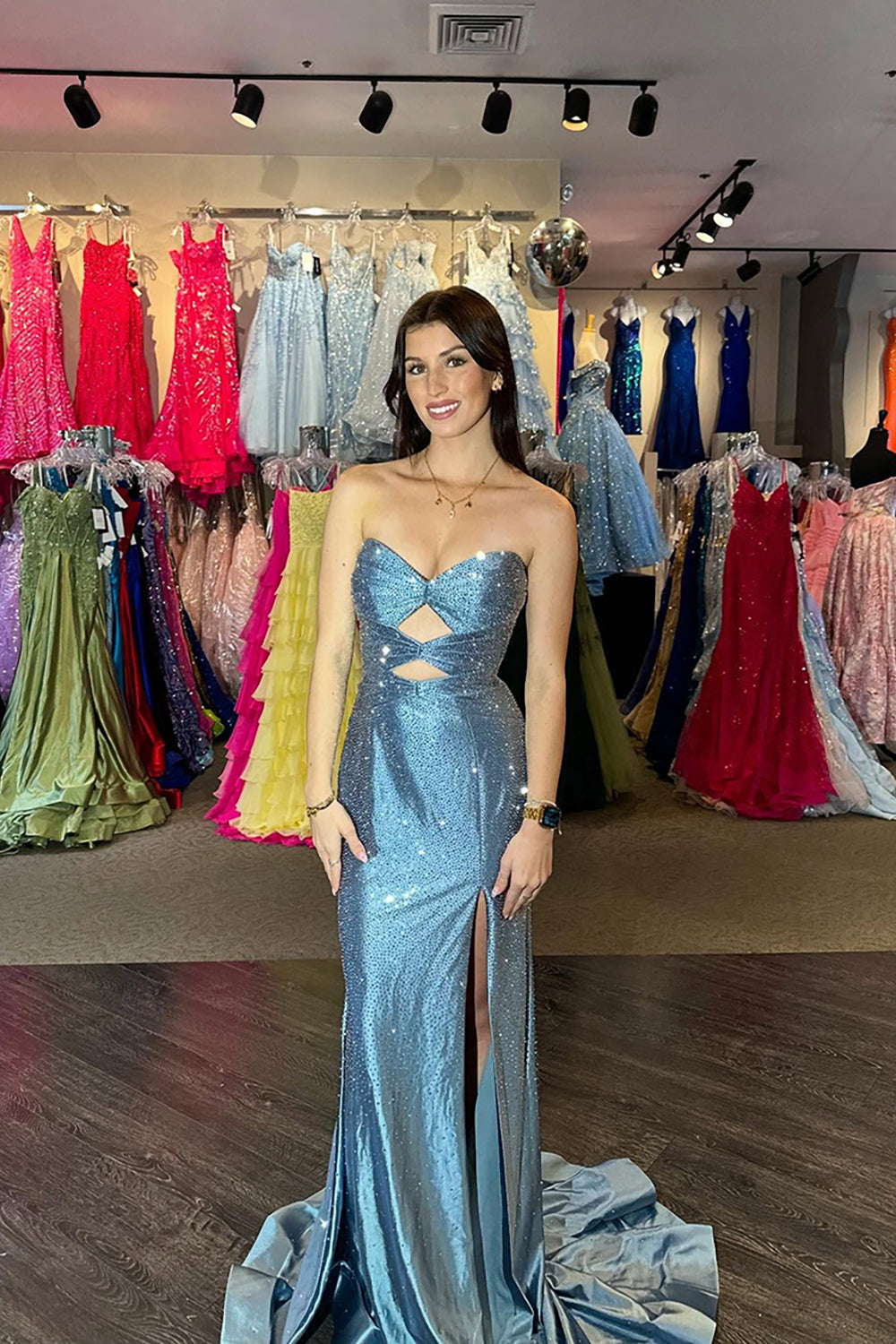 Sweetheart Sleeveless Beading Cut-Out Mermaid Prom Dress High Slit Lace-Up Back Floor Length