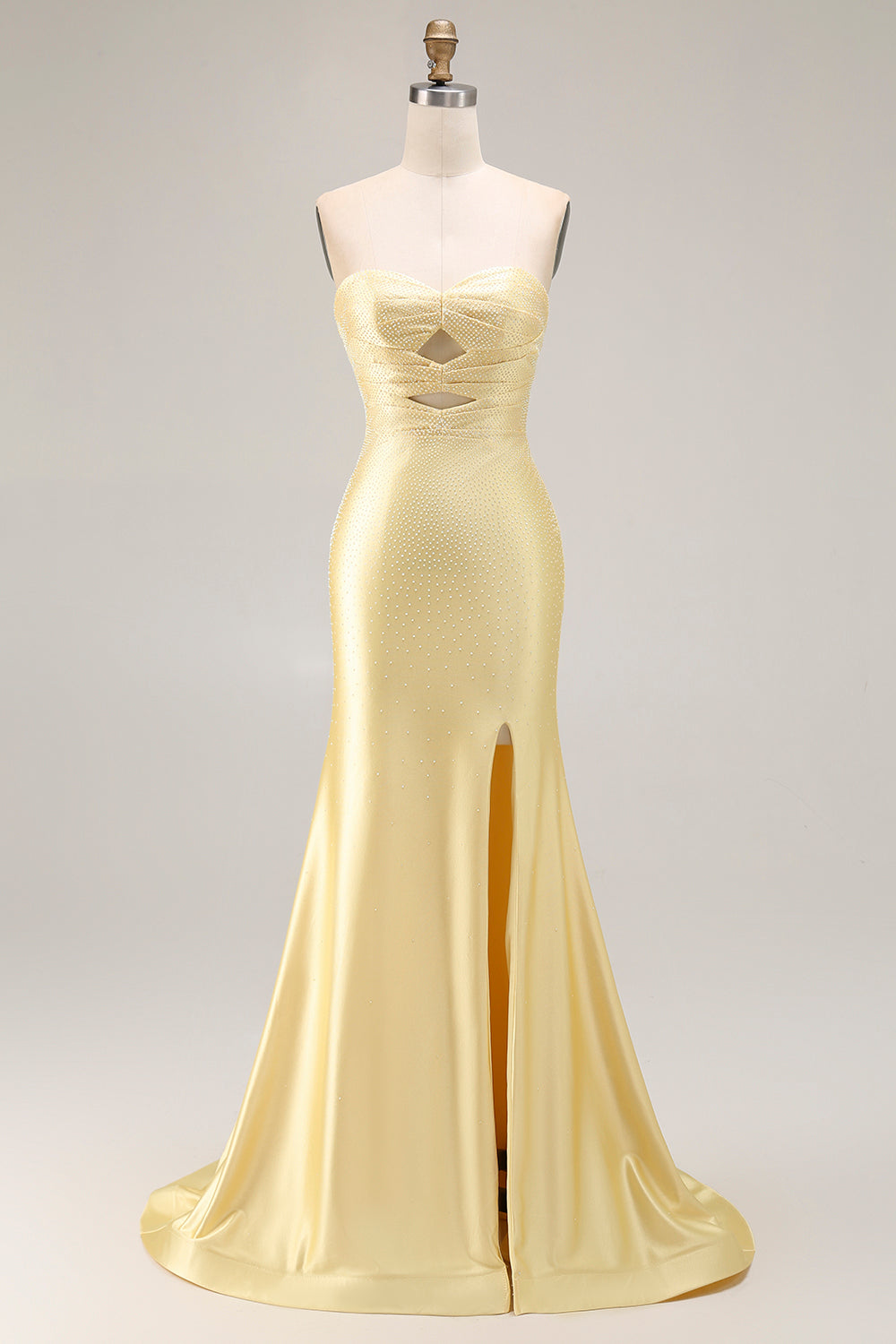 Sweetheart Sleeveless Beading Cut-Out Mermaid Prom Dress High Slit Lace-Up Back Floor Length
