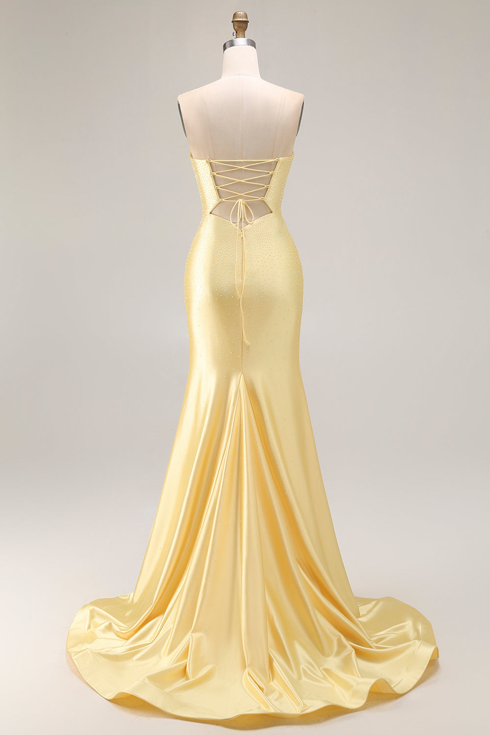 Sweetheart Sleeveless Beading Cut-Out Mermaid Prom Dress High Slit Lace-Up Back Floor Length