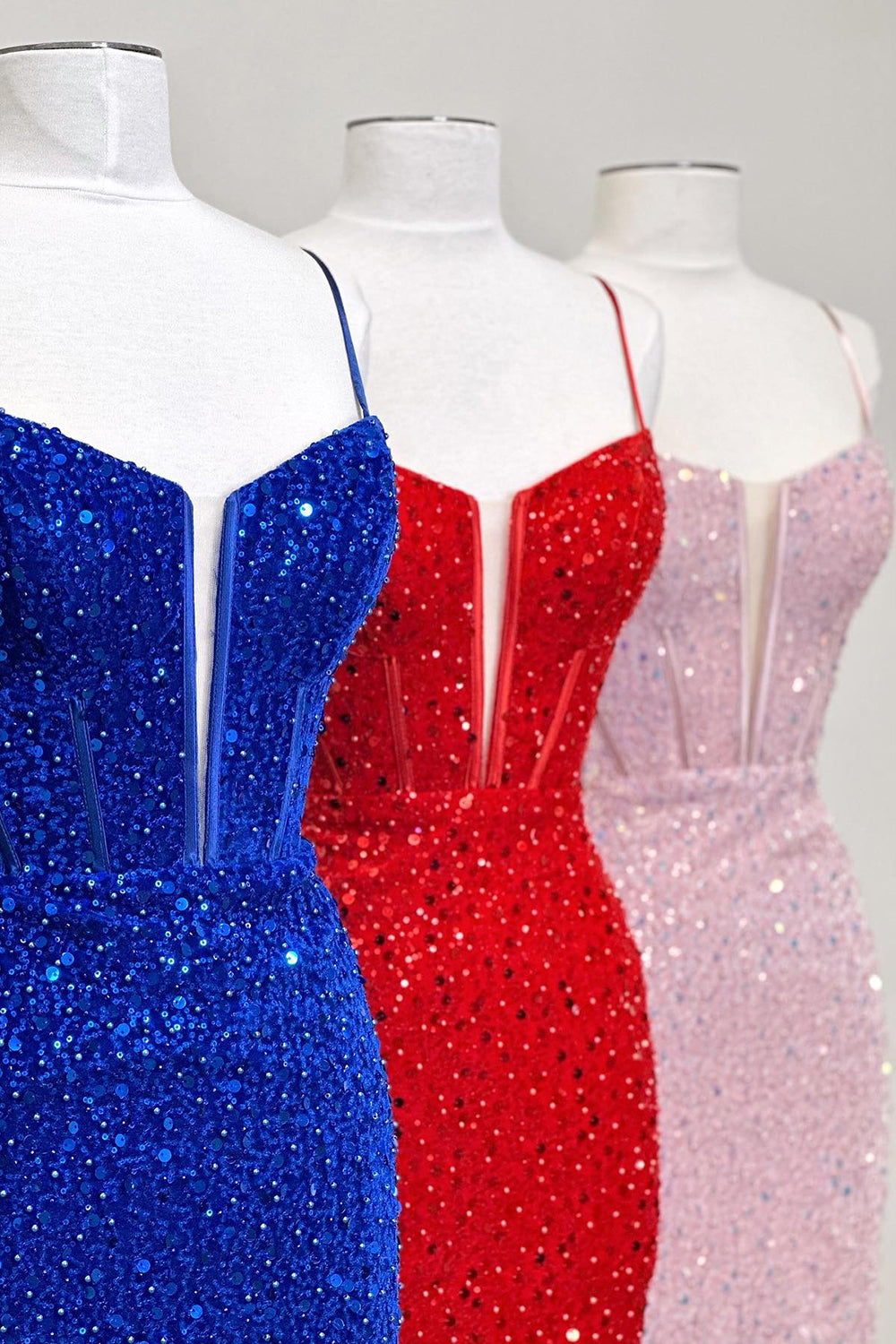 Sweetheart Spaghetti Straps All-Over Rhinestone Satin Corset Bodycon Homecoming Dress Mini