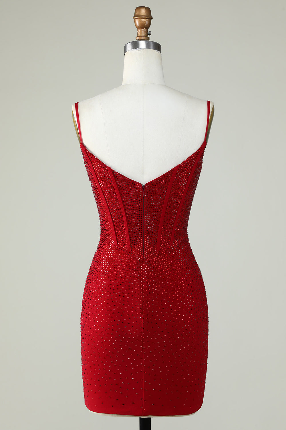Red sweetheart rhinestone bodycon homecoming dress