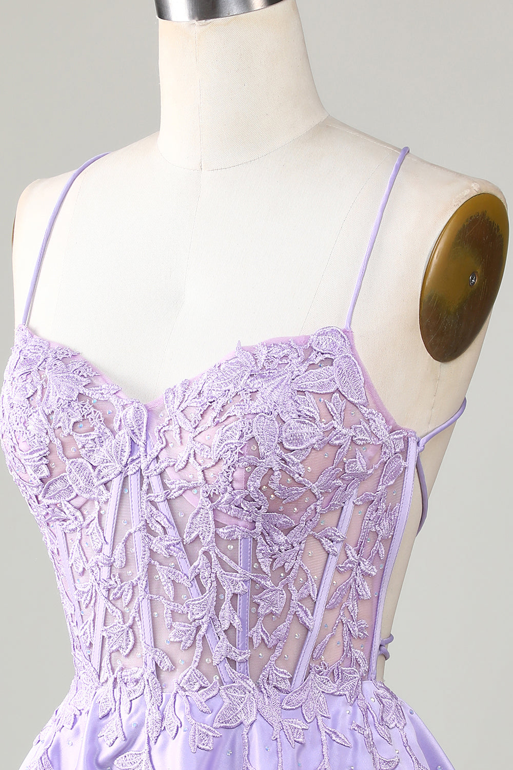 Lilac sweetheart applique A-line homecoming dress