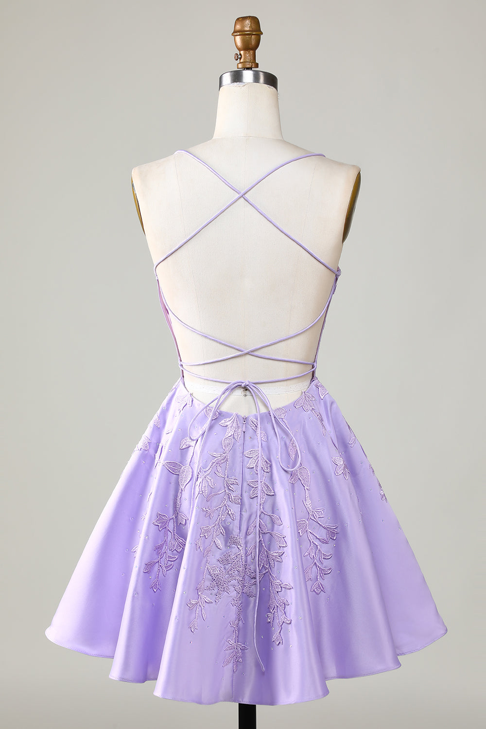 Lilac sweetheart applique A-line homecoming dress