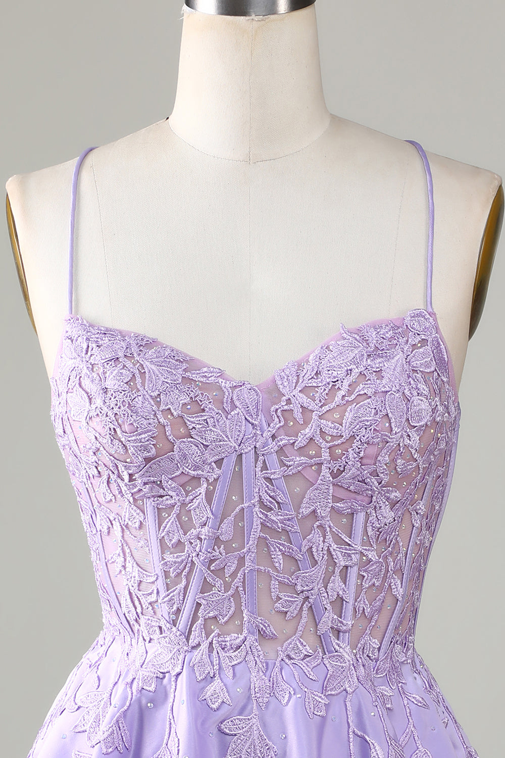 Lilac sweetheart applique A-line homecoming dress
