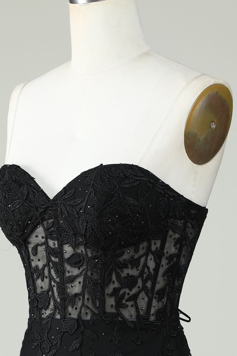 Bodycon Sweetheart Black Corset Homecoming Dress with Appliques