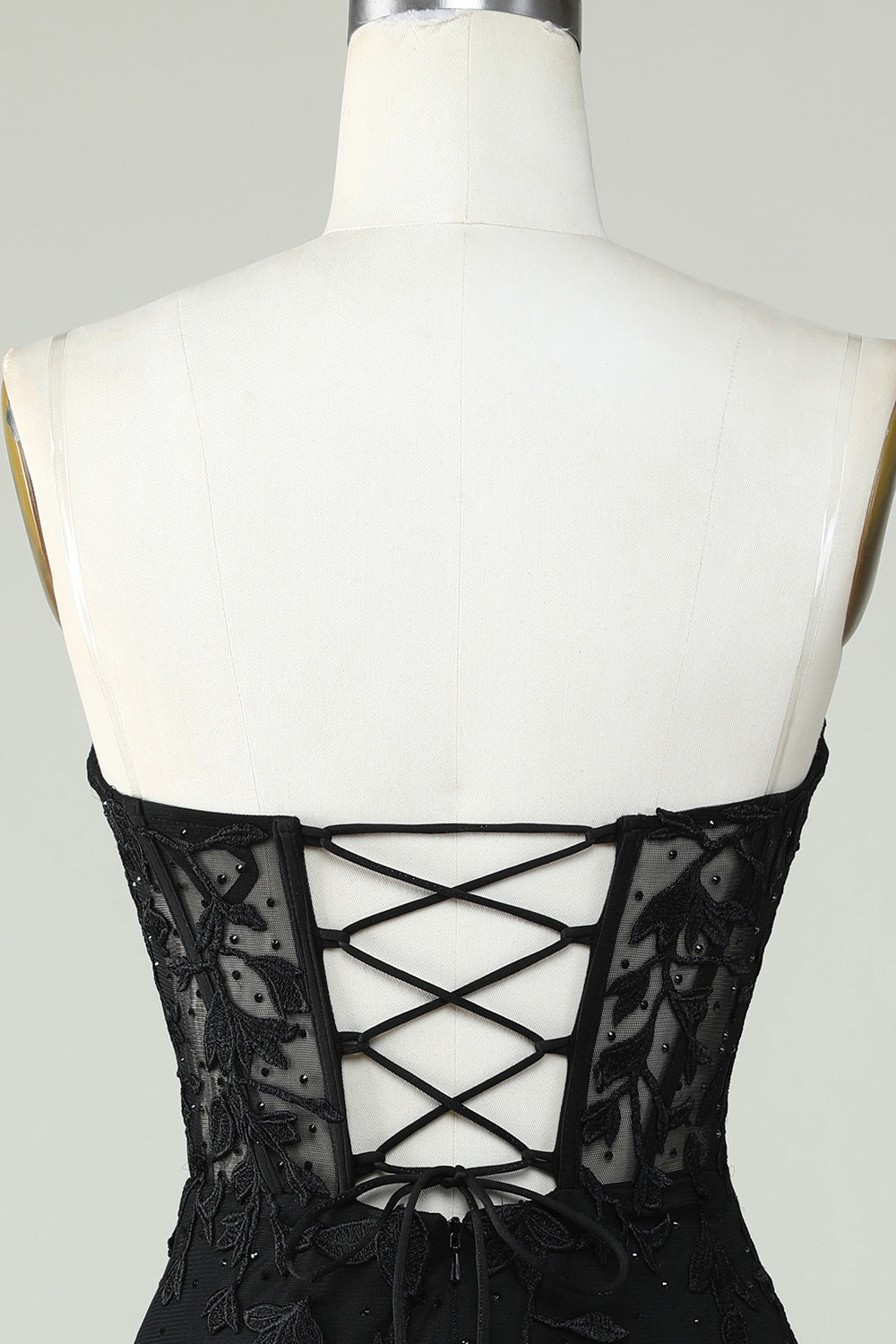 Bodycon Sweetheart Black Corset Homecoming Dress with Appliques