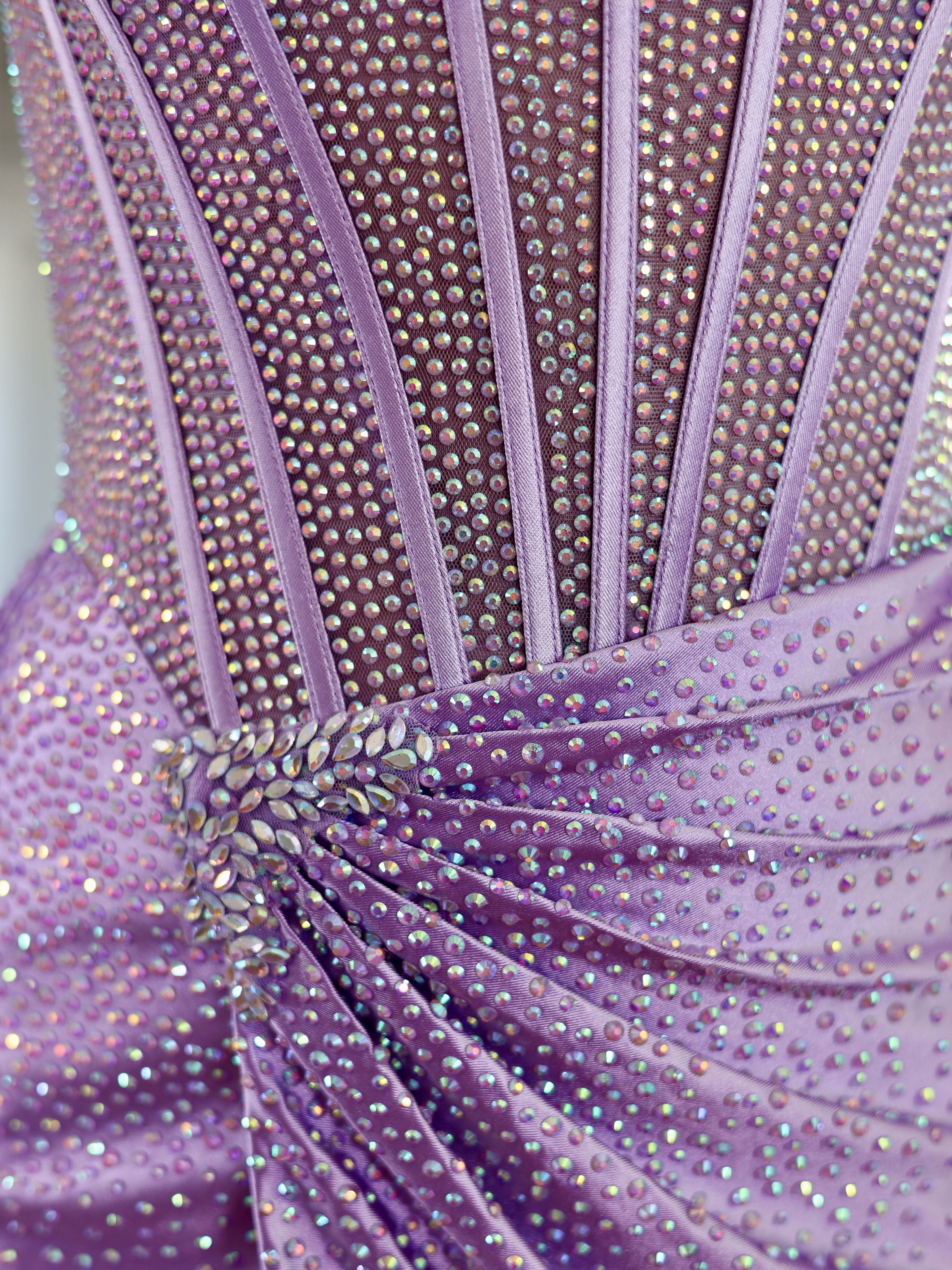 Sweetheart Strapless Rhinestone Sheer Illusion Boned Corset Ruched Wrap Side Slit Bodycon Homecoming Dress Mini