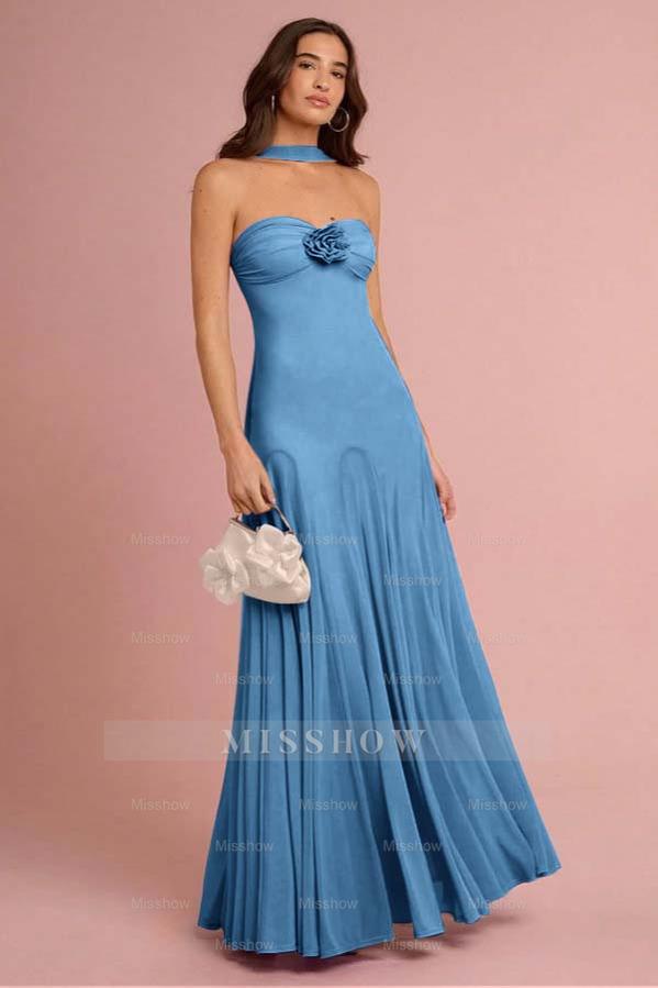 Sweetheart Strapless Sleeveless Long Formal Dress With Ruffles