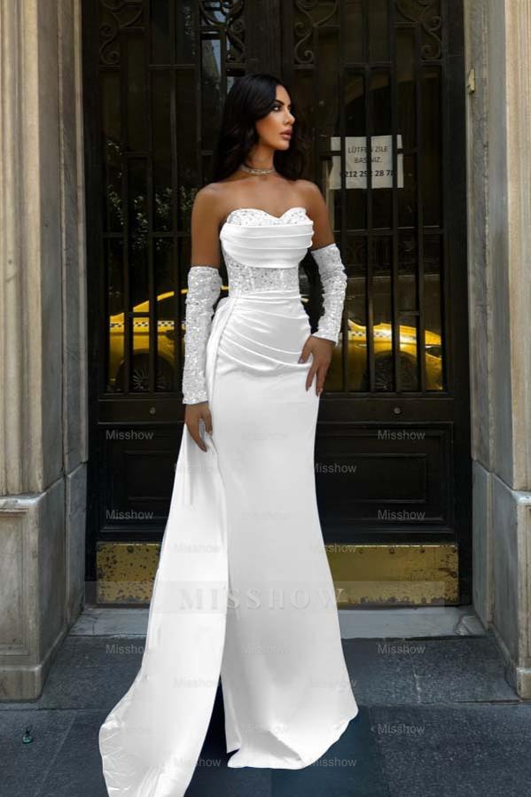 Sweetheart Strapless Sleeveless Long Mermaid Formal Dress With Pleated