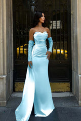 Sweetheart Strapless Sleeveless Long Mermaid Formal Dress With Pleated