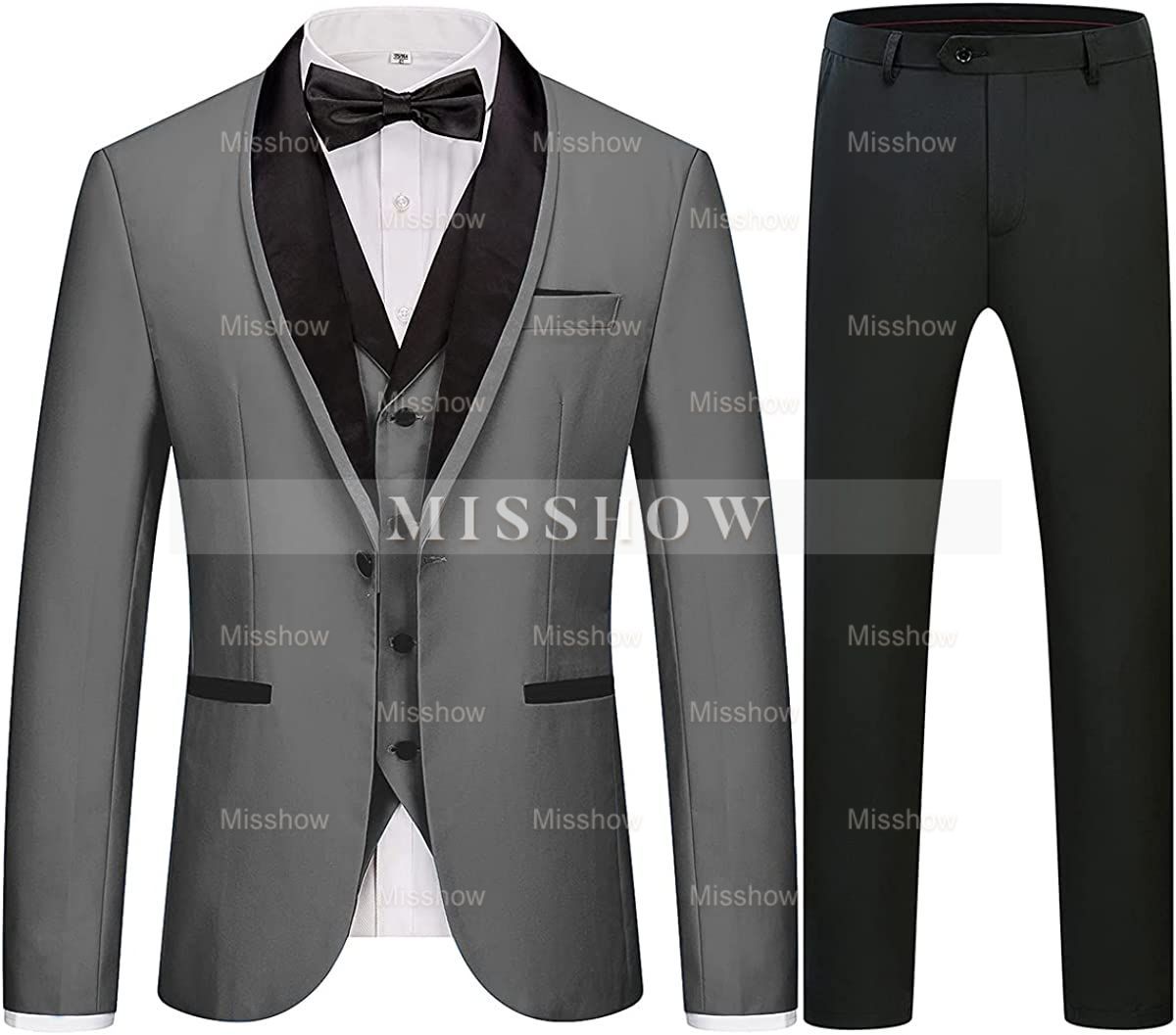 Tailored Gray Three-Piece Shawl Collar Wedding Suit