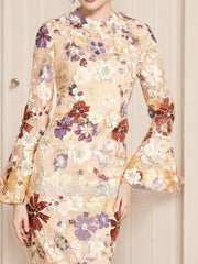 Tea-Length 3/4 Sleeve Lace Sheath Dress for the Mother of the Bride