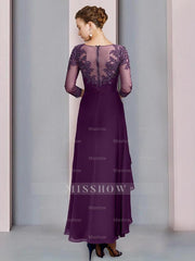 Tea-Length Mother of the Bride Dresses with A-Line and Princess Scoop Necklines