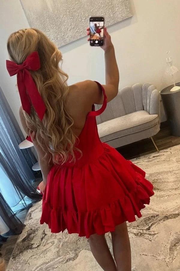 Teal Off-Shoulder Corset Homecoming Dress A-Line Ruffle Tiered Mini Prom Gown